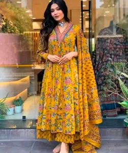 Vibrant Floral Yellow Kurta Set
