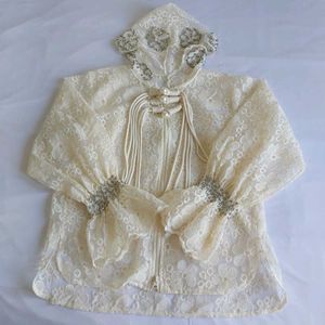 Imported white Lace Hoodie jacket with crystals🔮