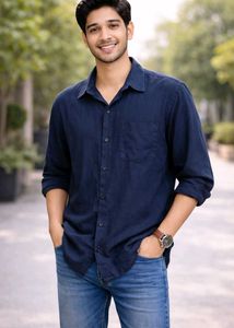 Men's Navy Blue Casual Shirt