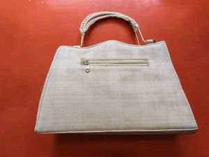 Elegant Cream Plaid Handbag