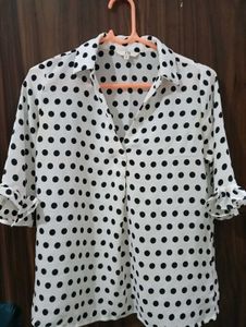 White Polka Dot Top