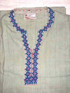 Hand Embroidered green Kurta