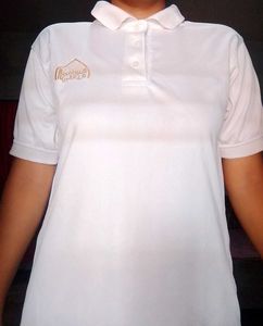 White Polo Neck T-Shirt