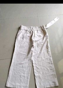 Cream Cropped Wide-Leg Pants