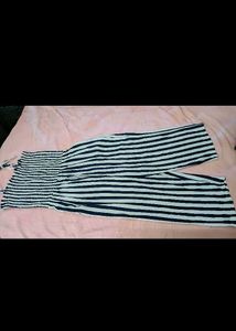 Striped Smocked Jumpsuit with Tie Shoulders