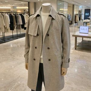 Unisex Vintage Checked Trench Coat