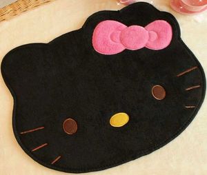 Cute Black Hello Kitty Shaped Rug
