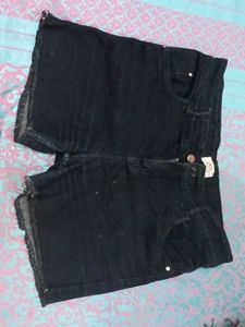 Black Denim Cut-Off Shorts