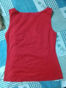 Red Sleeveless Top with Embellishments