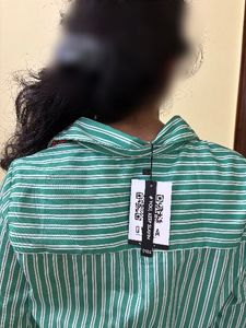 brand new Striped Green Button-Up formal Shirt gir