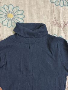 Navy Blue Turtleneck Knit Dress