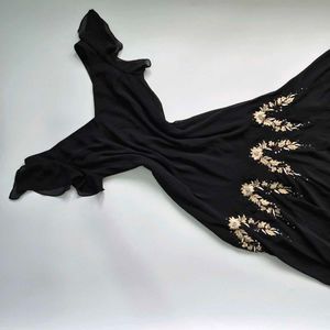 Y2K Black Embellished Dress with Floral details