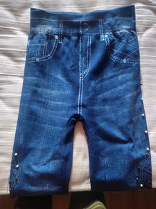 Printed Jeggings With Beads Work Done