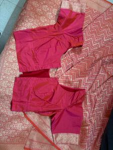 Red &amp; Gold Chevron Pattern Saree