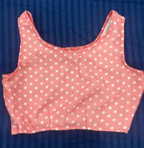 Pink Polka Dot Crop Top