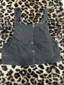Black Button-Up Crop Top