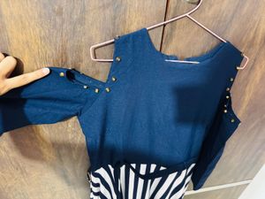 Chic Cold Shoulder Striped Dress