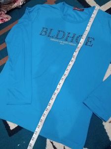 Blue Graphic Long Sleeve T-Shirt