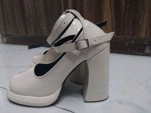 Cream Platform Block Heels