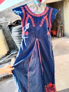 Blue Embroidered Kurta/Kurti