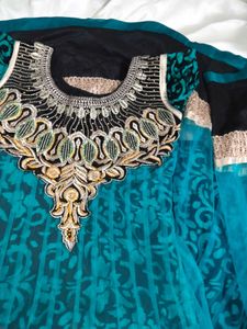 Stunning Teal Ethnic Gown with 2 inch margin