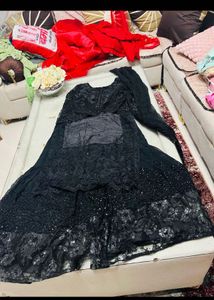 Elegant Black Embroidered Kurta Set