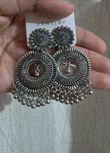 Oxidized Silver Tone Drop Earrings