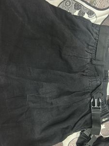 Black Cargo Mini Skirt
