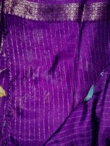 Violet Floral &amp; Striped Saree