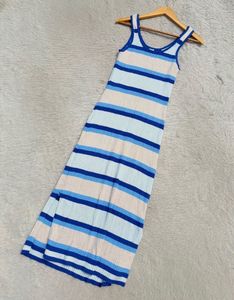 Blue Striped Maxi Dress
