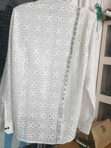 White Lace Button-Up Shirt 42 size