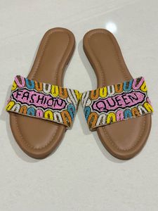 Beaded "Fashion Queen" Flat Sandals