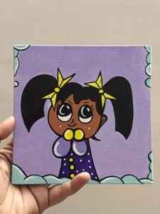 Cute Cartoon Girl Painting
