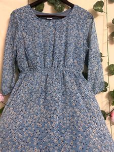 Blue Floral Print Maxi Dress