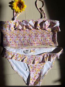 Zara Floral Smocked Bikini Set