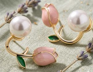 Elegant Pearl Tulip Earrings