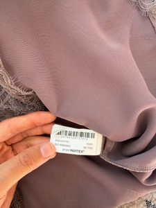 ZARA Satin Top with Lace Trim
