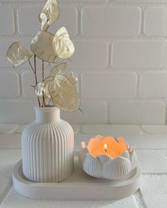3 pcs set Lotus Candle Holder & Vase or oval tray