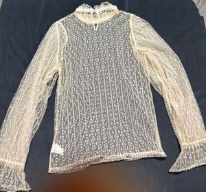 Sheer High Neck top with long balloons sleeve