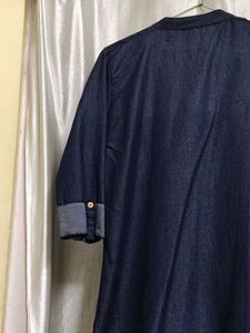Denim Mandarin Collar Kurta