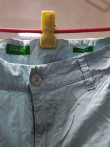 beneton Light Blue Casual Shorts