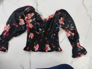 Floral Smocked Black Dress