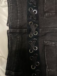 Black Distressed Denim Shorts