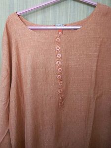 Orange Textured Kurta