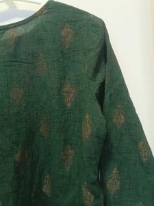 Green Kurta with Golden Print