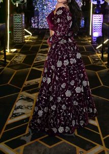 Elegant Purple Velvet Lehenga Choli