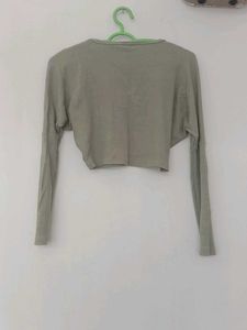 Sage Green Cropped Long Sleeve Top