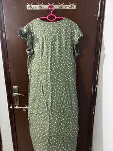 Green Floral Button-Up Midi Dress