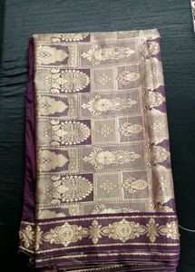 Elegant Purple &amp; Gold Banarasi Silk Saree