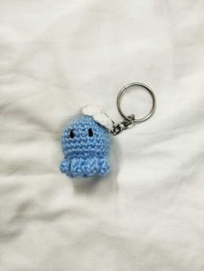 Crochet Blue Octopus Keychain